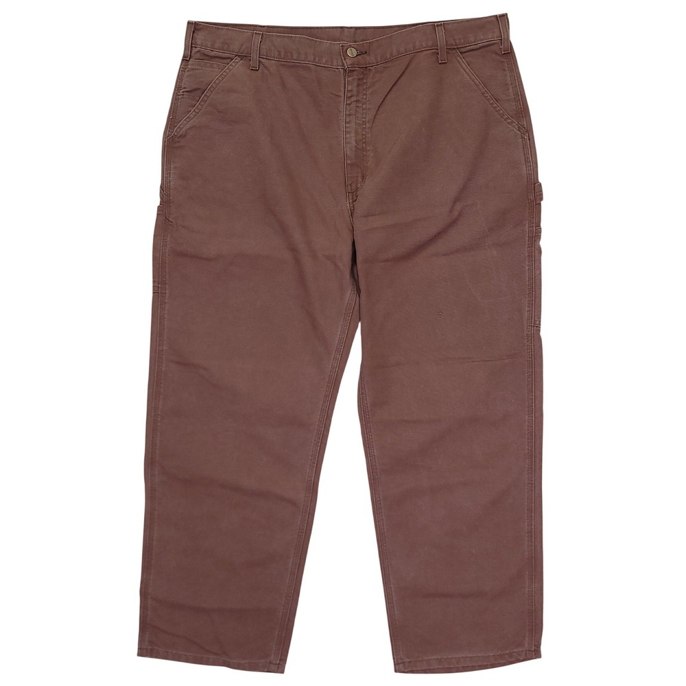 Vtg Carhartt‎ B11 BRN Brown Washed Duck Work Dungaree Carpenter Pants Mens 42x30